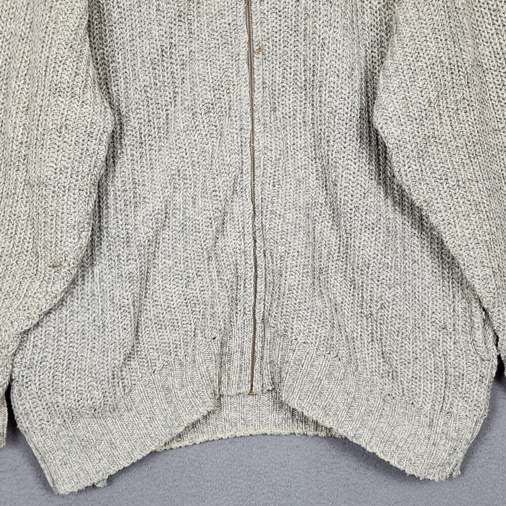 Vintage Eddie Bauer Fishermans Sweater Mens Medium Gray Wool Oversized Full Zip - Picture 6 of 16